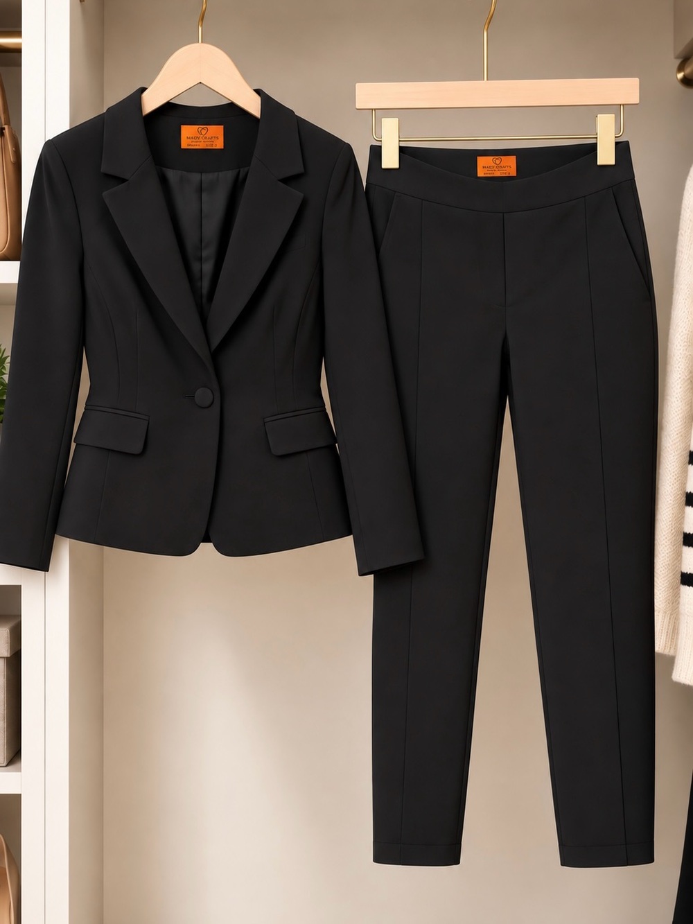 Classic Black Women's Tailored Pantsuit - Timeless Professional Set